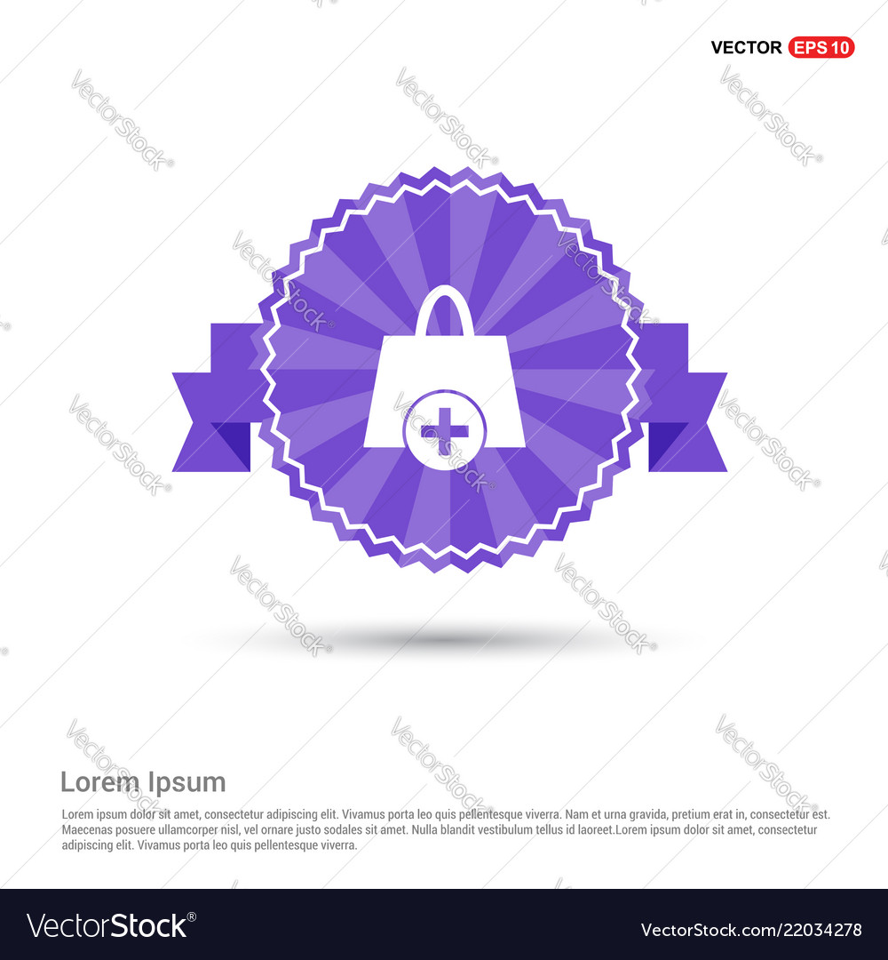 Add bag or purse icon - purple ribbon banner