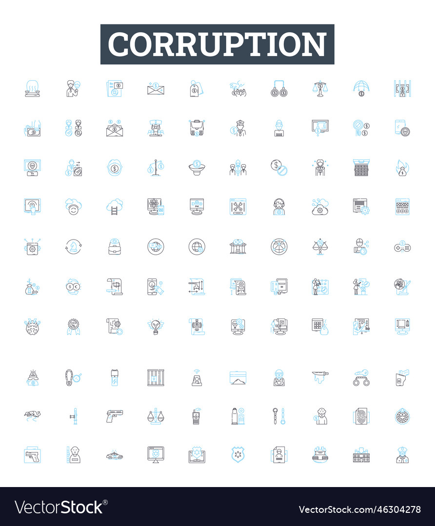 Corruption line icons set corrupt bribery