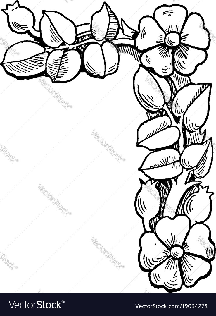 Flower In Frame Corner Vintage Engraving Vector Image Check out our corner floral design selection for the very best in unique or custom, handmade pieces from our shops. vectorstock