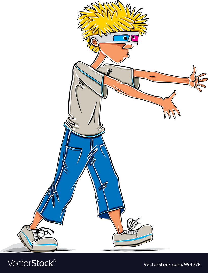 Funny teen boy wearing 3d glasses