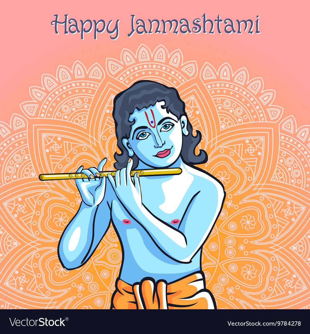 Hindu junger Gott Herr krishna glücklich janmashtami