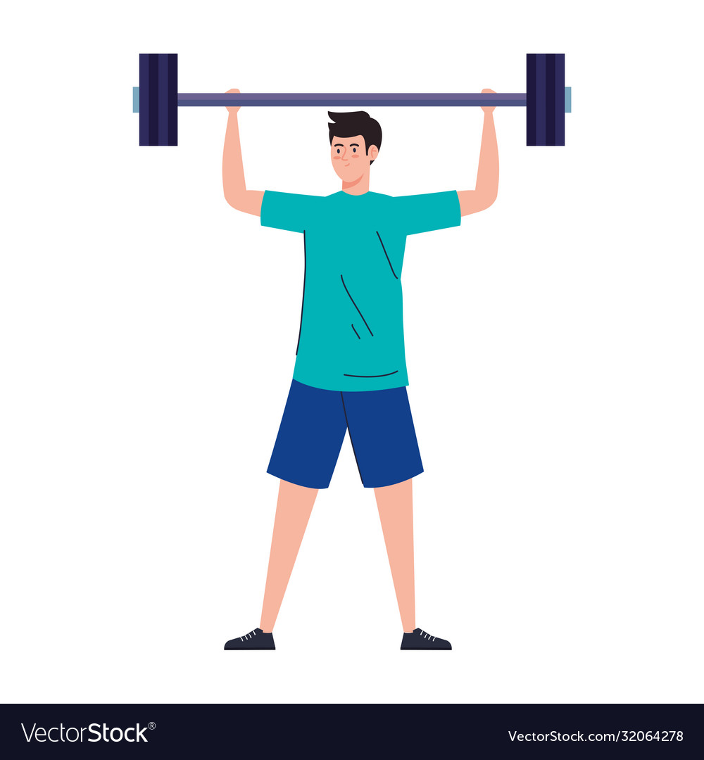 Man with weight heavy equipment sport Royalty Free Vector