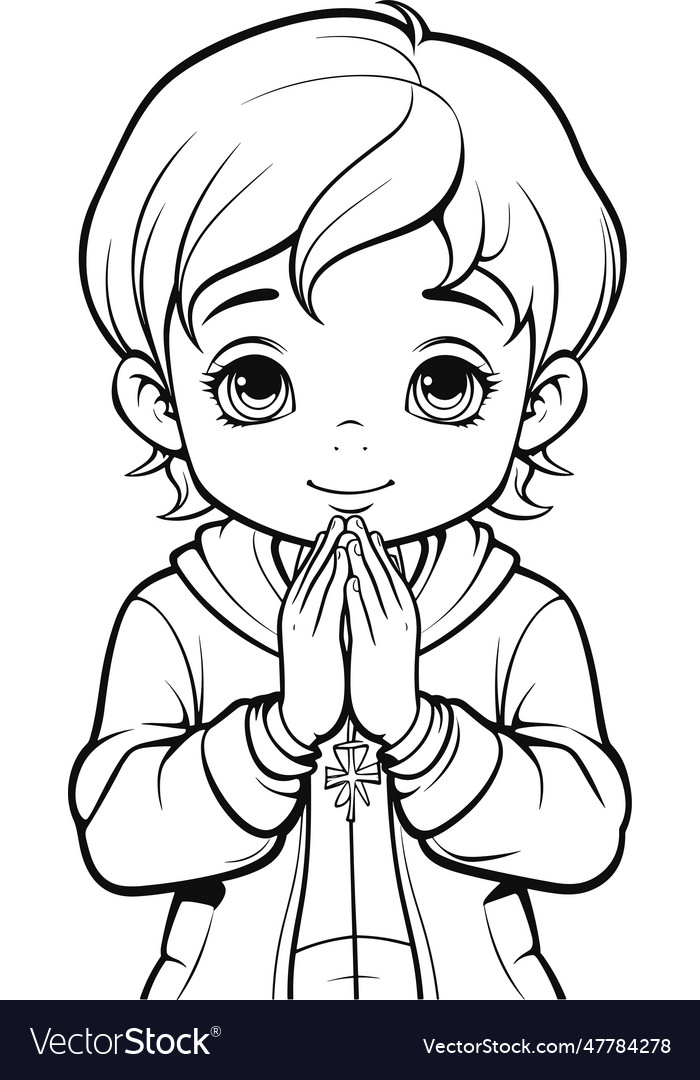 Praying kid Royalty Free Vector Image - VectorStock