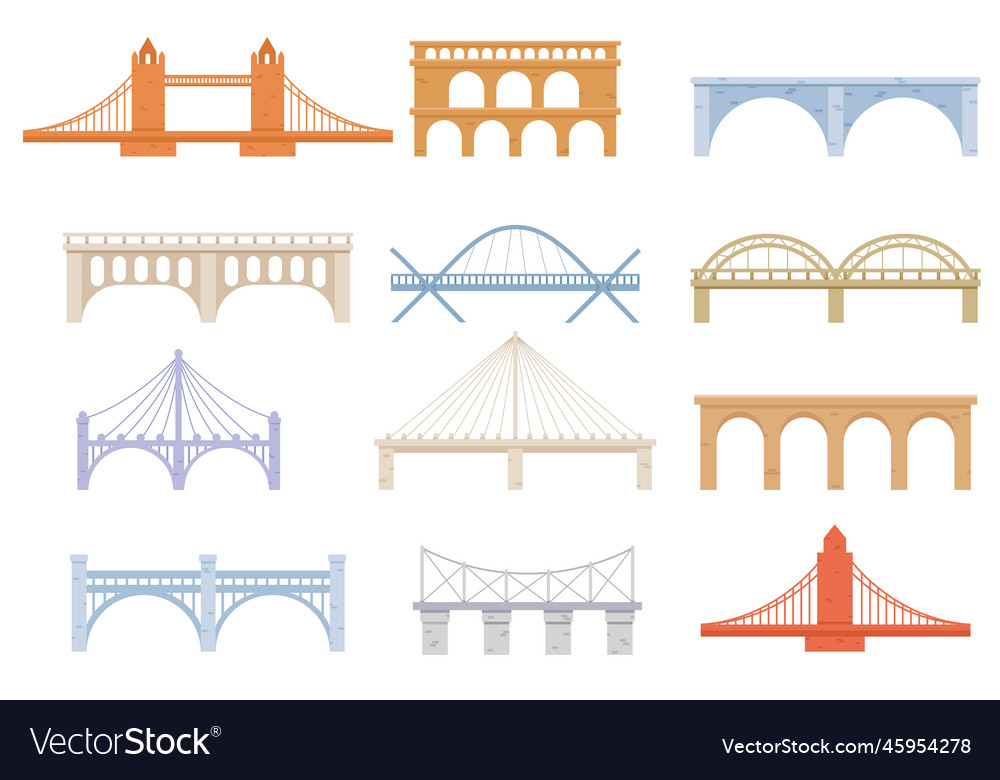 Set of bridges Royalty Free Vector Image - VectorStock