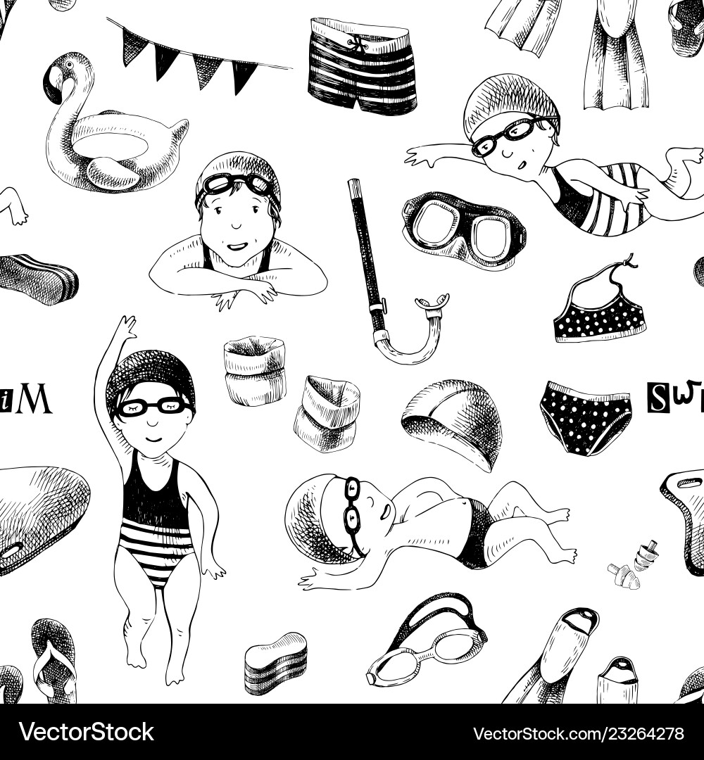 Swimming school seamless pattern Royalty Free Vector Image