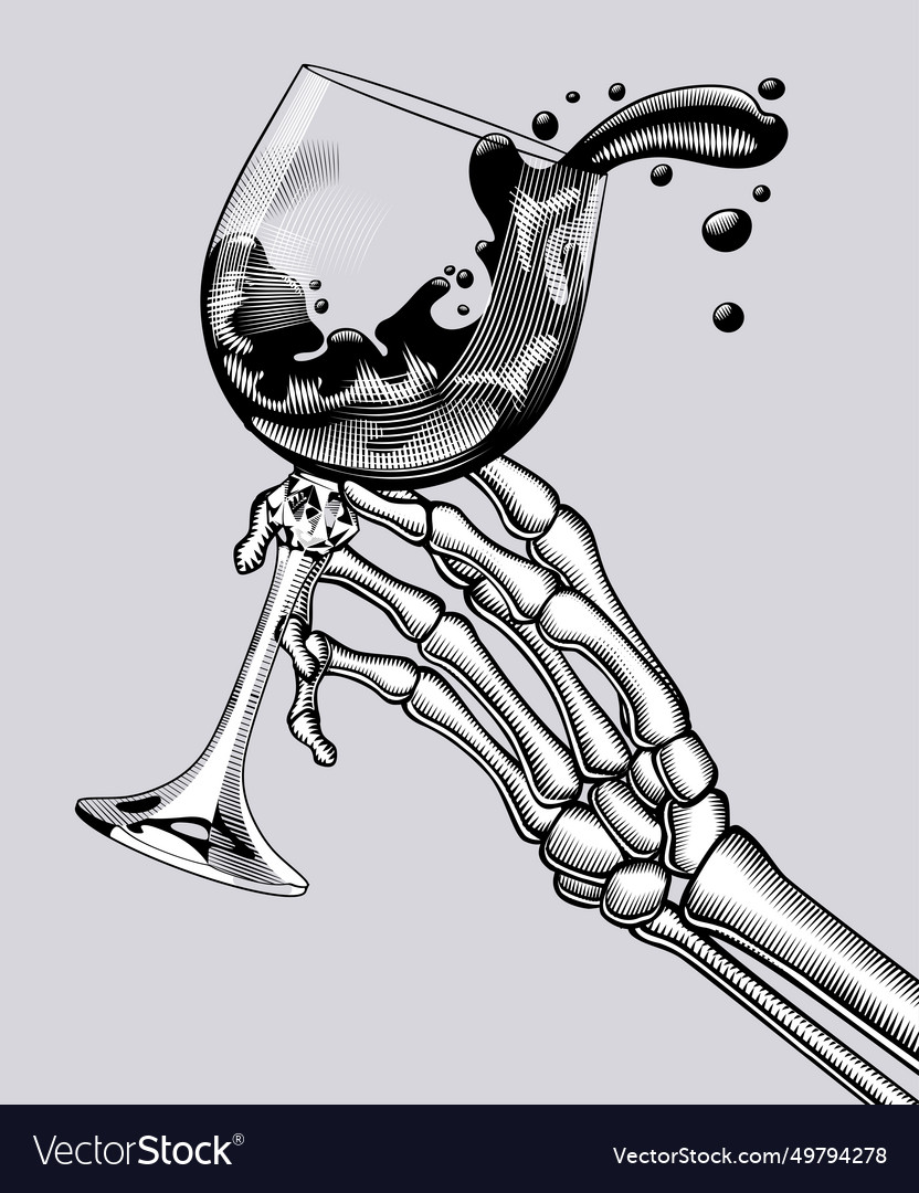 Vintage stylized drawing of hand holding a glass Vector Image