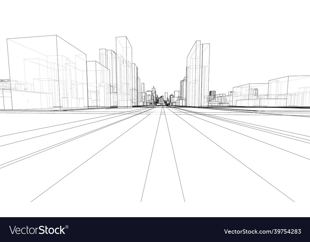 3d urban landscape buildings and roads