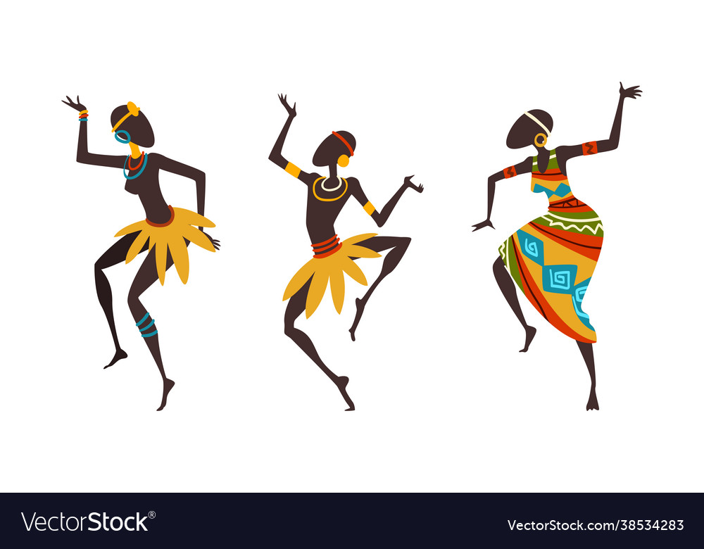 African people ritual dance aborigines in bright Vector Image