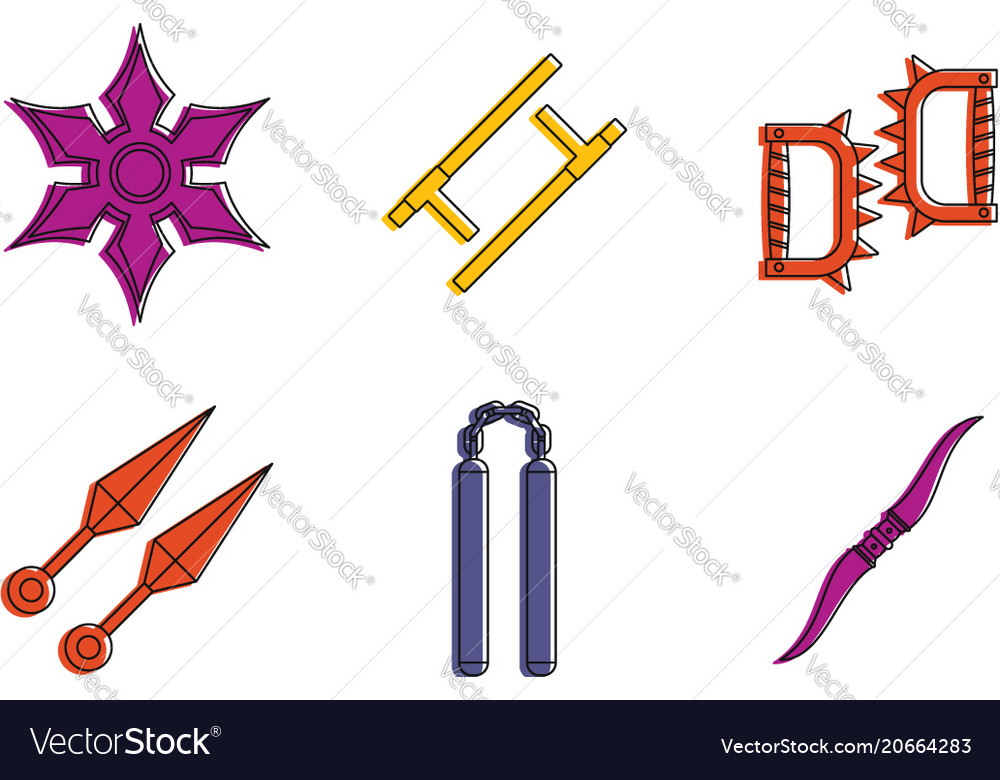 Armor icon set color outline style Royalty Free Vector Image