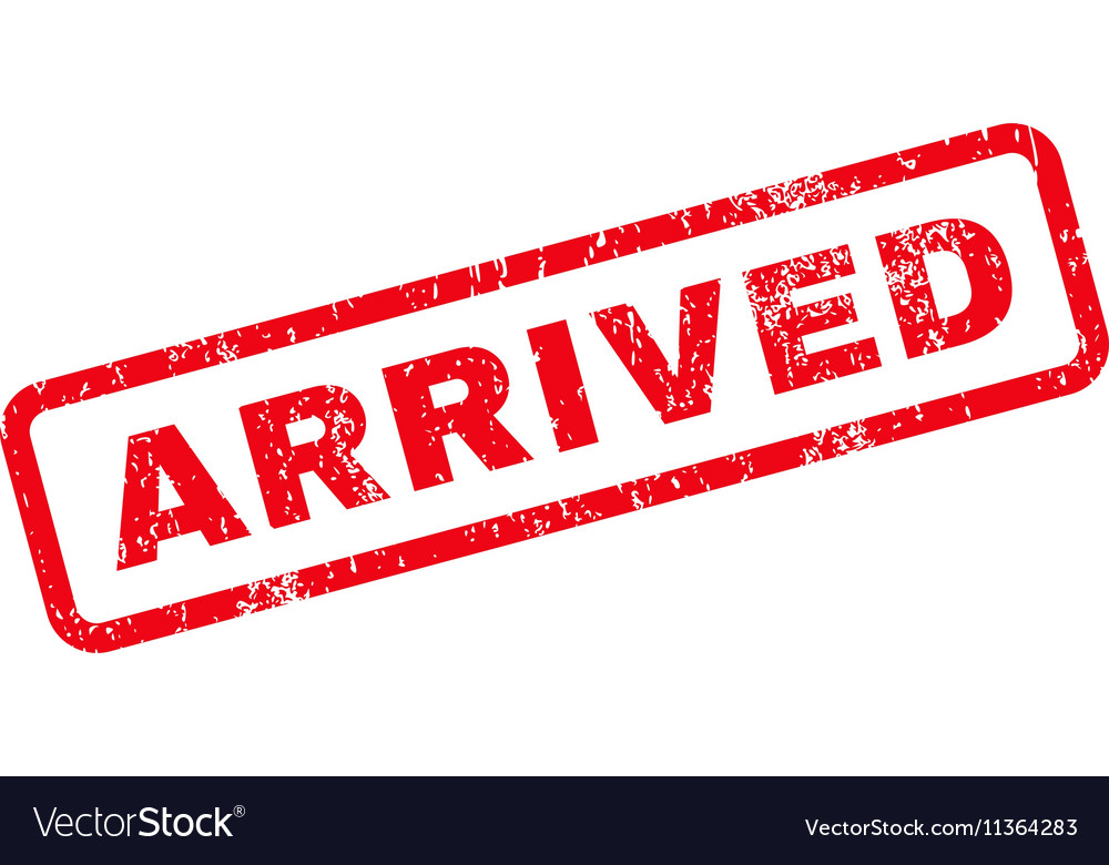 Arrived Text Rubber Stamp Royalty Free Vector Image