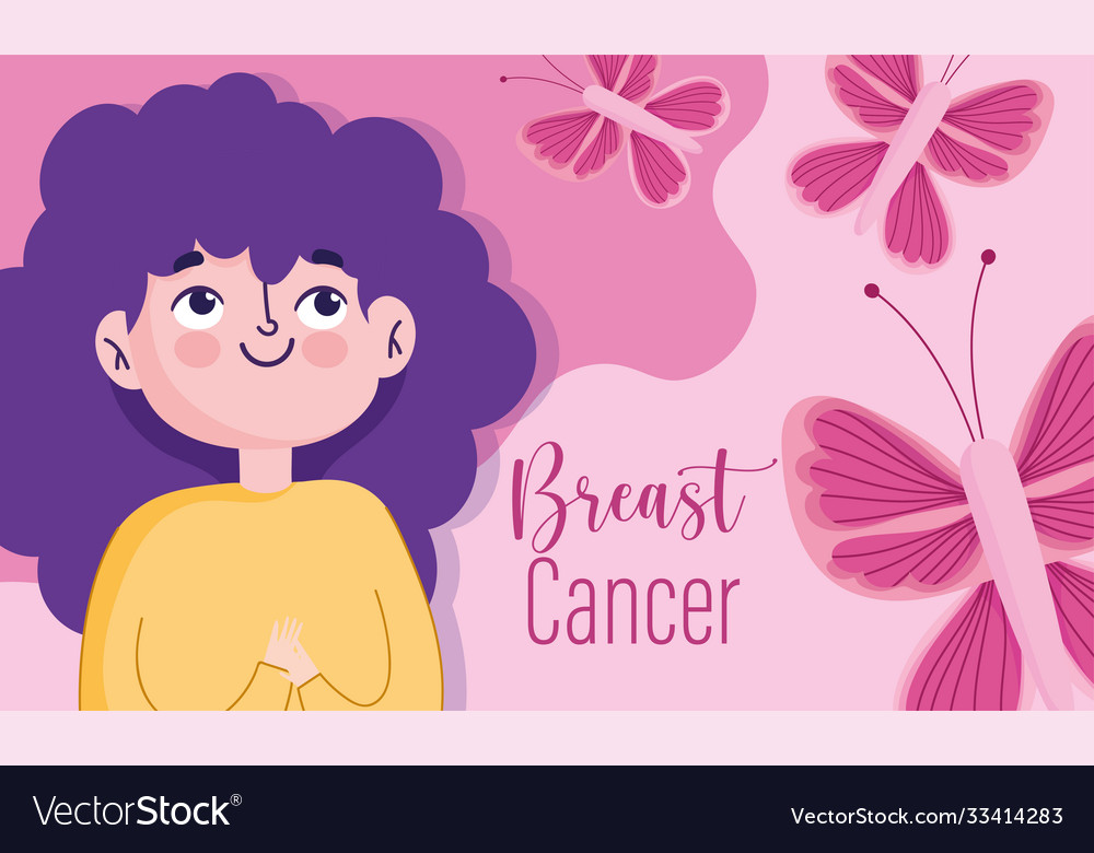 Breast cancer awareness month cartoon woman