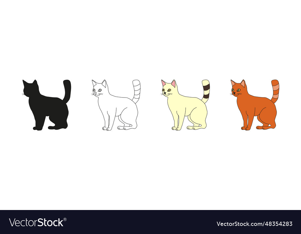 Cat or kitten white red silhouette Royalty Free Vector Image