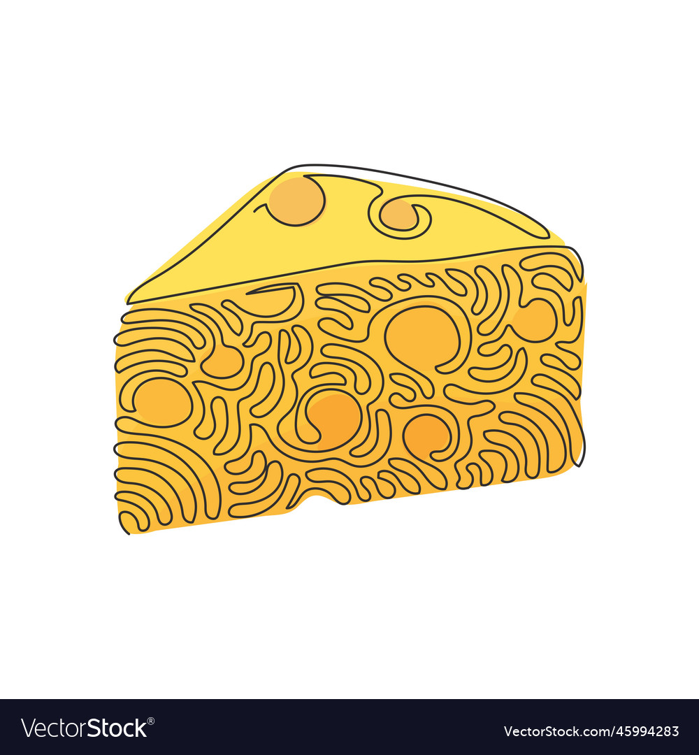 Continuous one line drawing cheddar cheese simple Vector Image