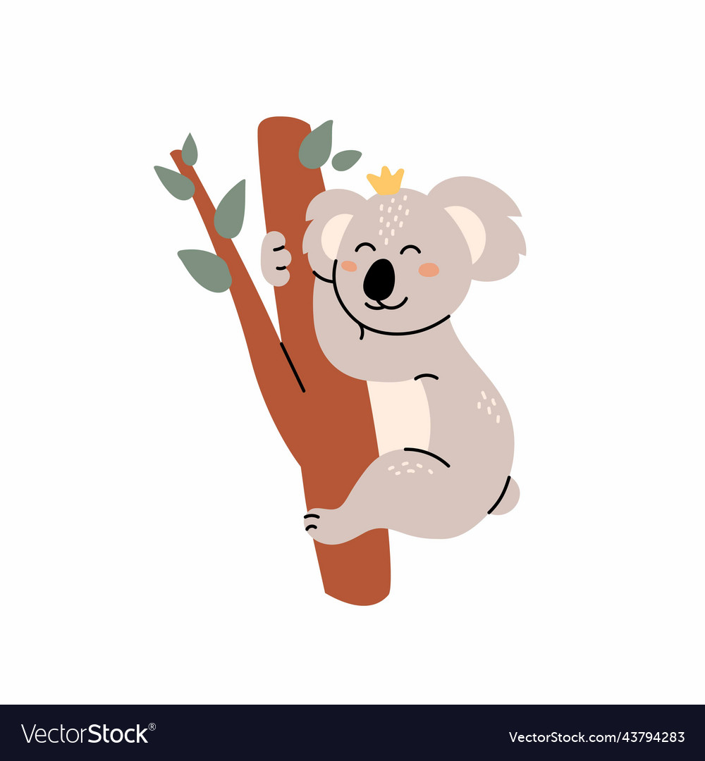 Cute koala climbing the tree adorable australian Vector Image