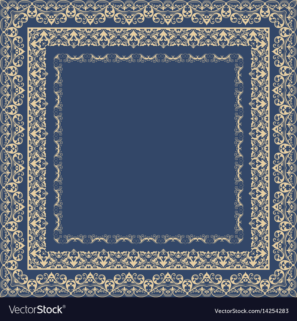 Fine floral square frame decorative Royalty Free Vector