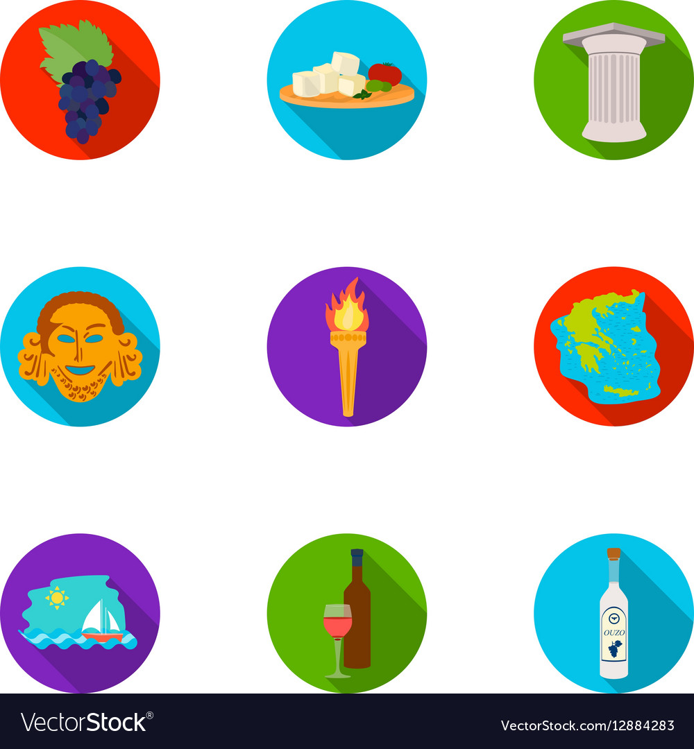 Greece set icons in flat style big collection