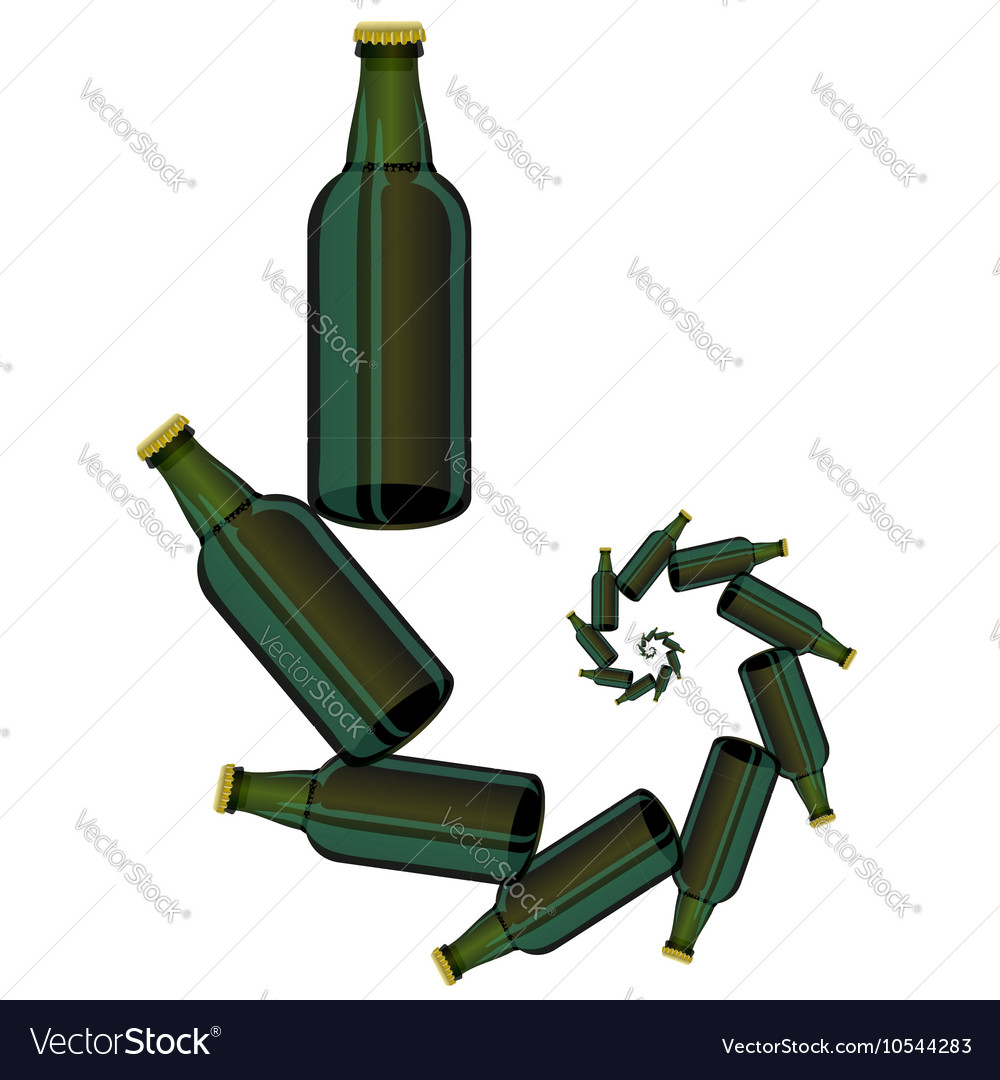 Green glass beer bottles