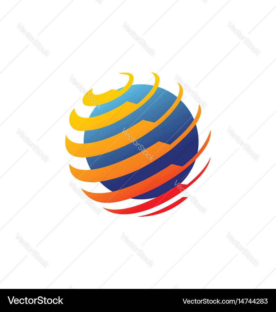 Round global technology logo Royalty Free Vector Image
