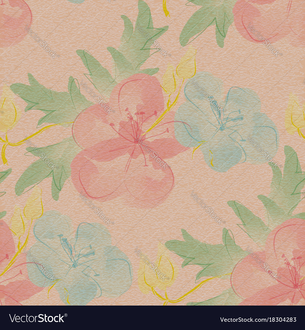 Seamless floral pattern large watercolor flowers