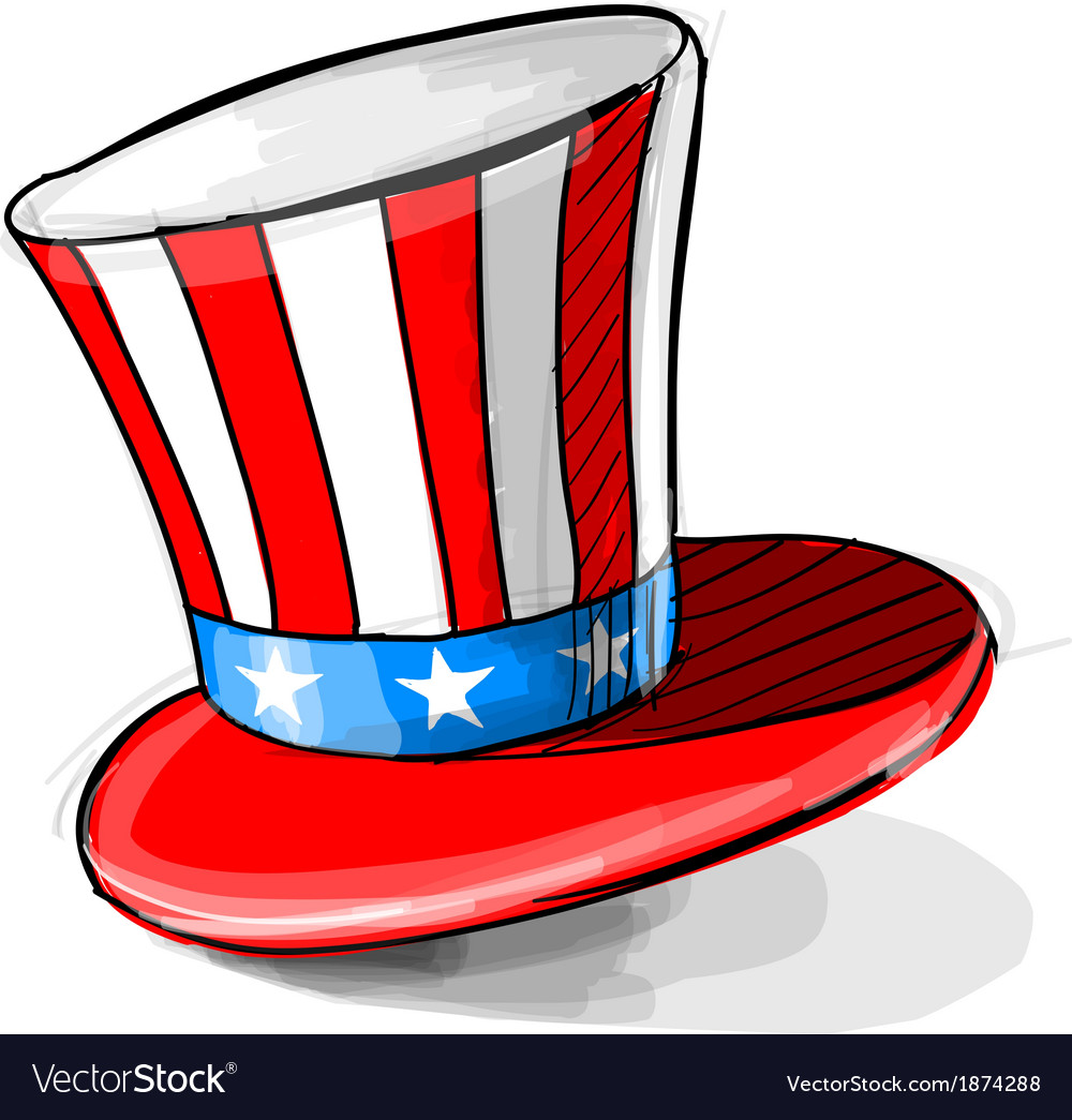 American national colors top-hat Royalty Free Vector Image