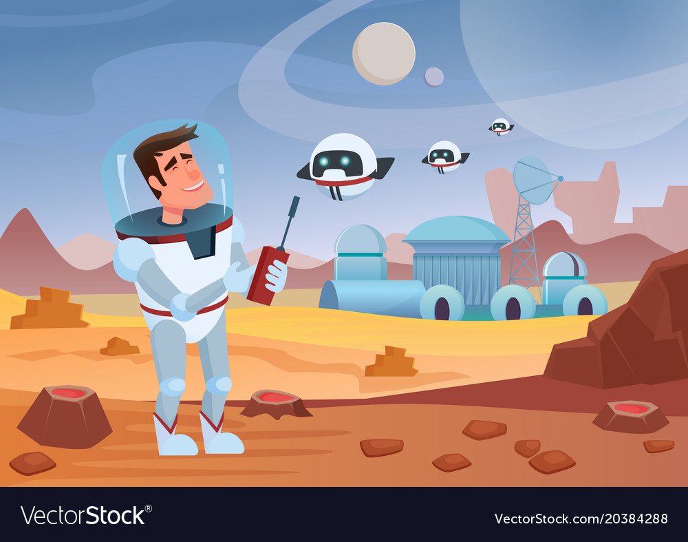 Cheerful cartoon spaceman Royalty Free Vector Image