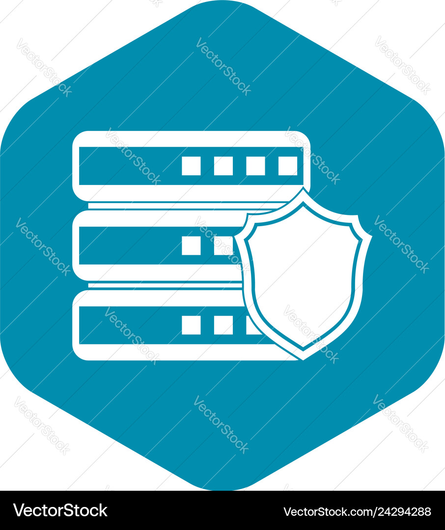 Database with gray shield icon simple style Vector Image