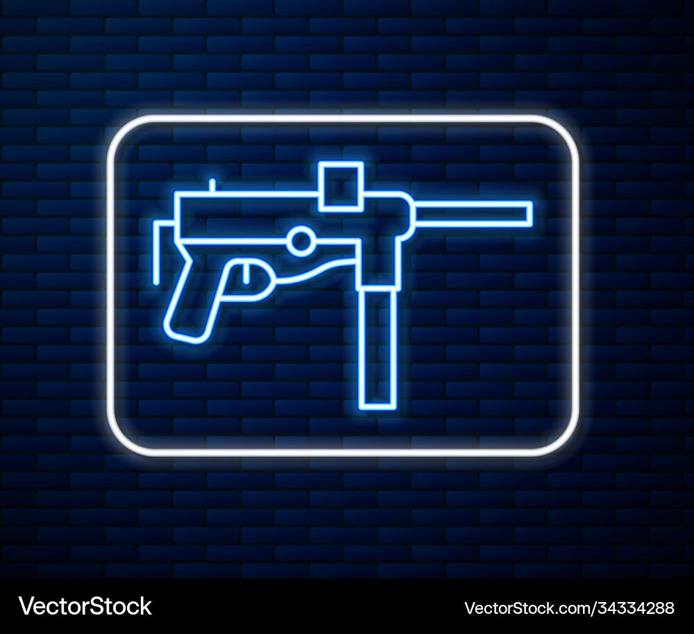 Glowing neon line submachine gun m3 grease gun Vector Image