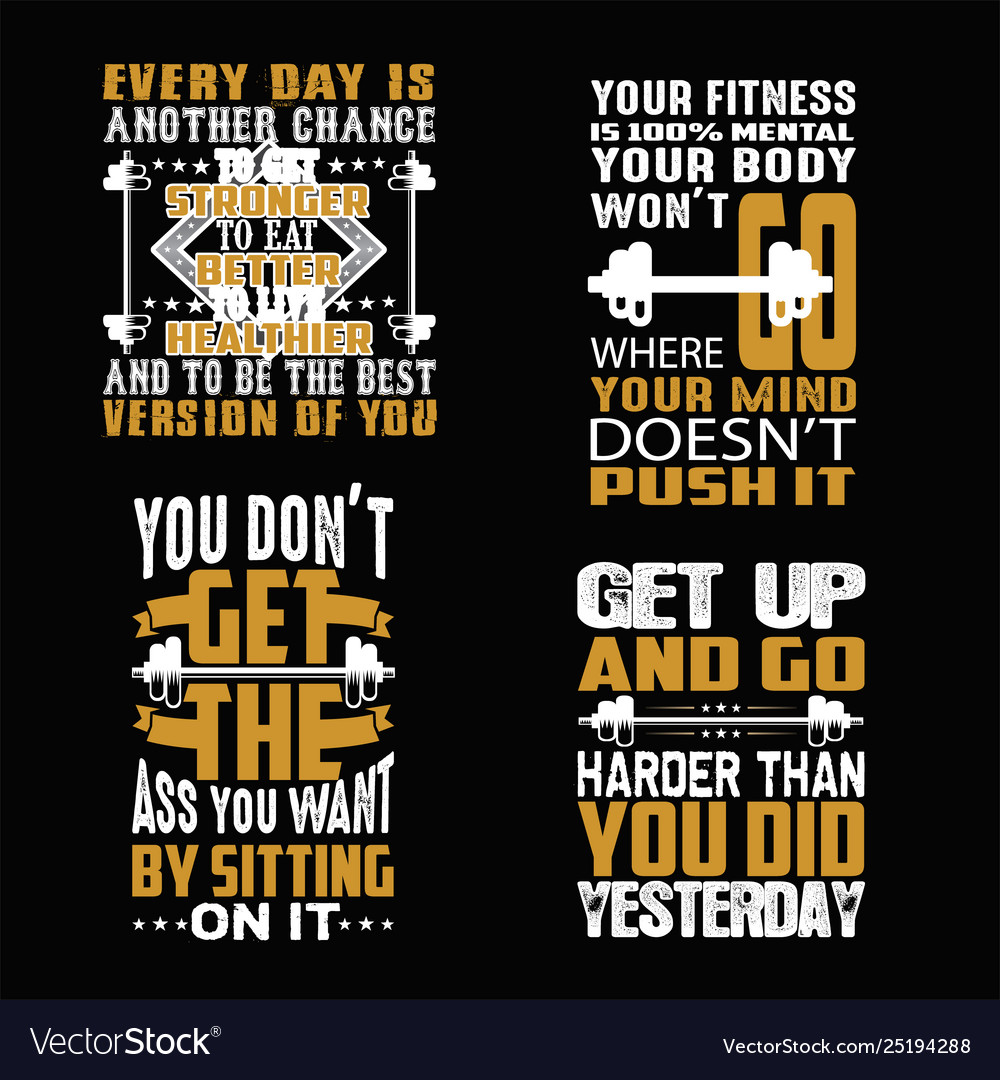 Gym quote and saying set good for print Royalty Free Vector