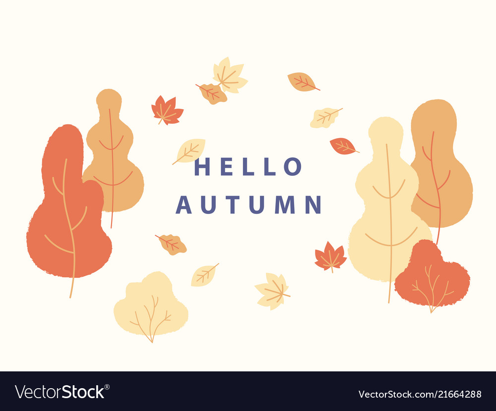 Hello autumn concept in flat