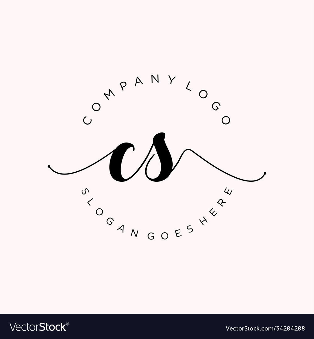 Initial cs handwriting logo with circle template Vector Image