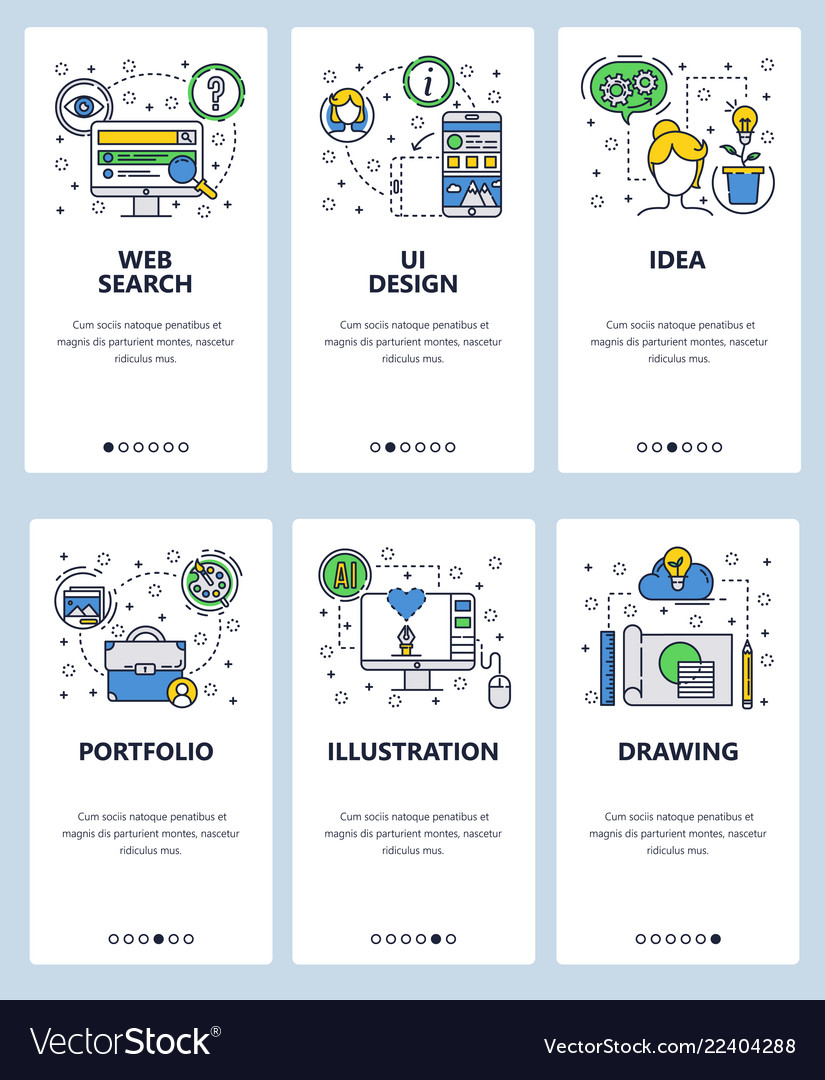 Line art web and mobile app template set Vector Image