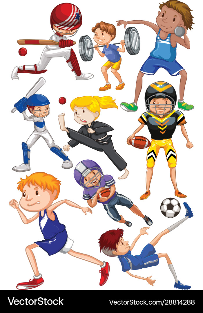 Many People Doing Different Types Sports Vector Image