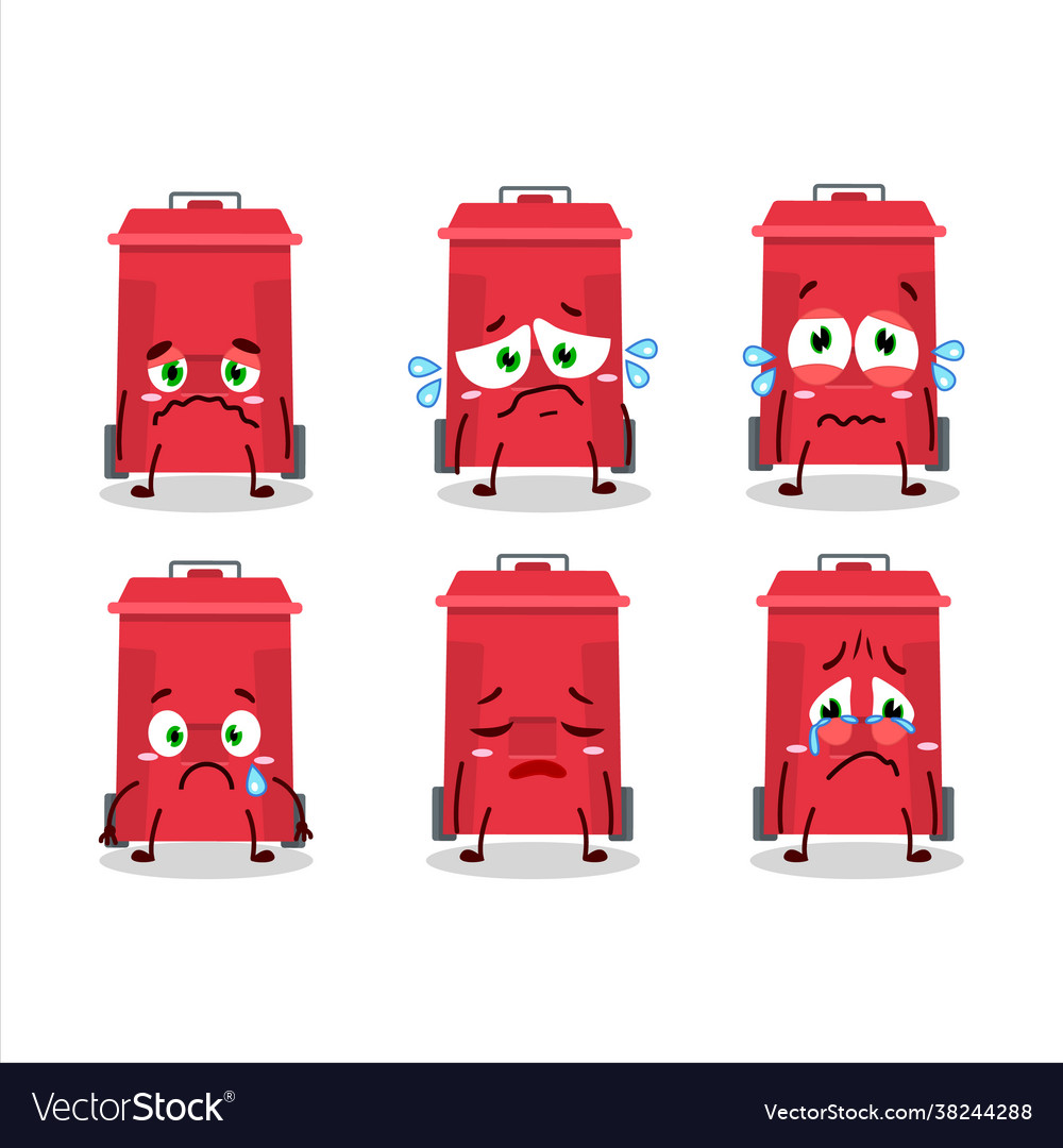 Plastic trash can character with sad expression Vector Image