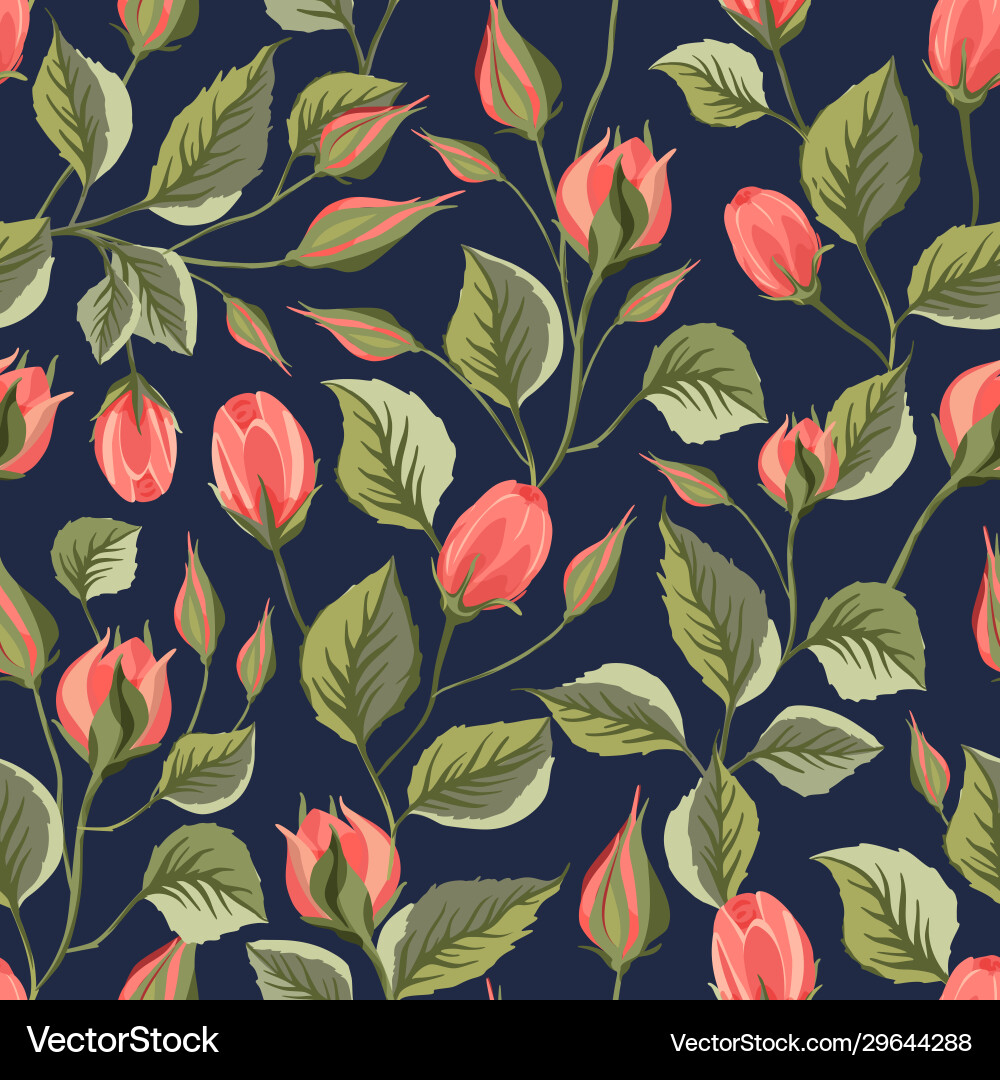 Rose flower seamless pattern Royalty Free Vector Image