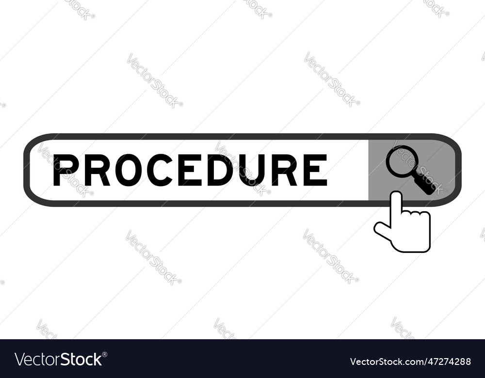 Search banner in word procedure with hand over Vector Image