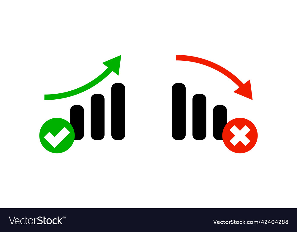 Set of icons for success and failure bar charts Vector Image