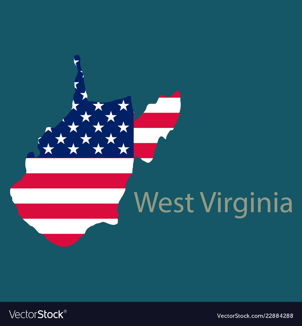 West virginia state of america with map flag