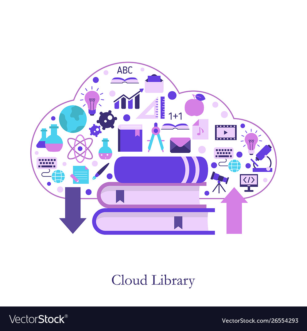 Cloud library library Royalty Free Vector Image