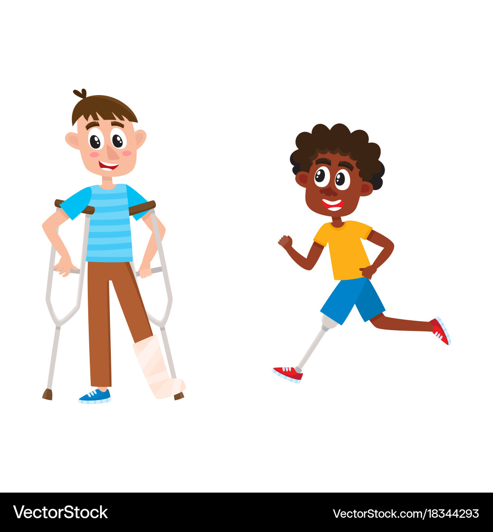 Flat disabled men set isolated Royalty Free Vector Image