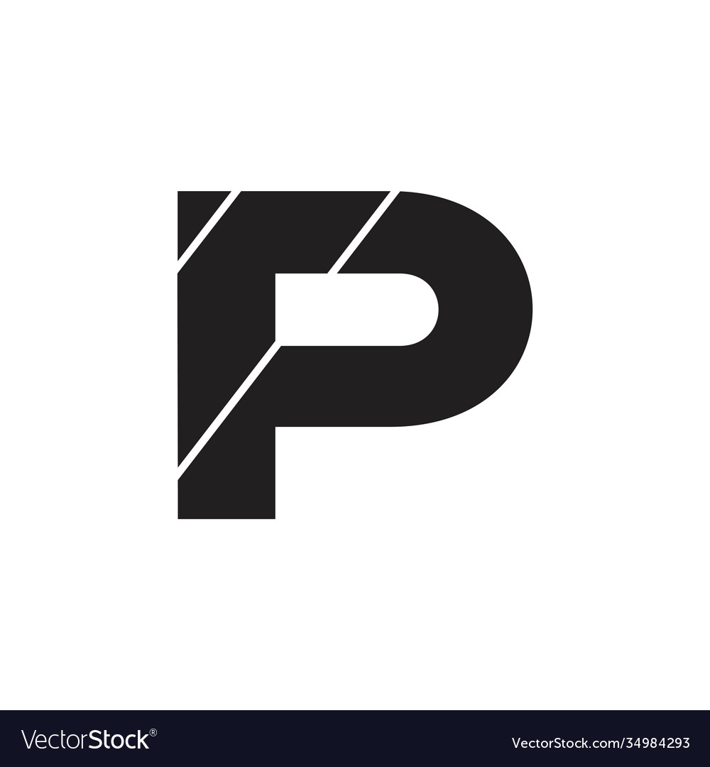 Letter p stripes geometric logo Royalty Free Vector Image