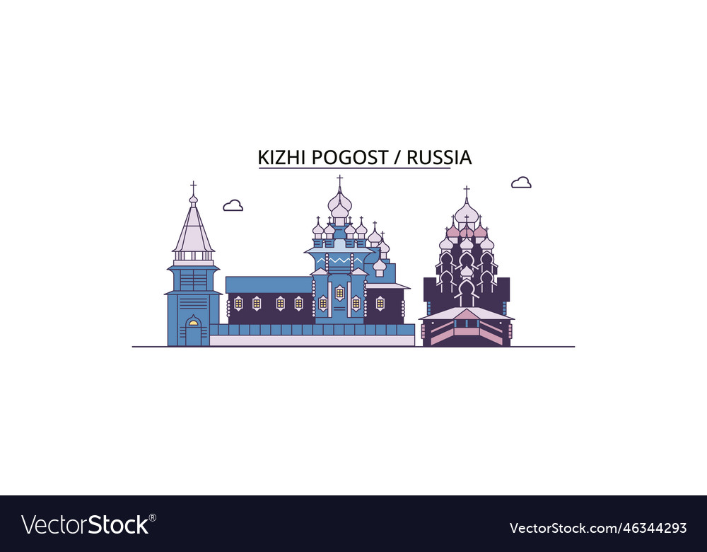 Russia kizhi pogost tourism landmarks Royalty Free Vector