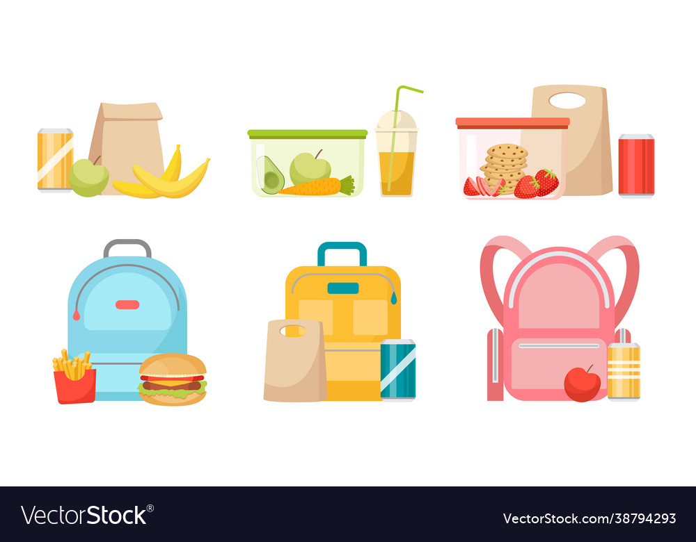 Set school lunch boxes and rucksacks lunchbox