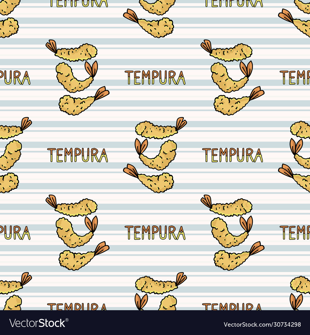 Kawaii tempura with text seamless pattern