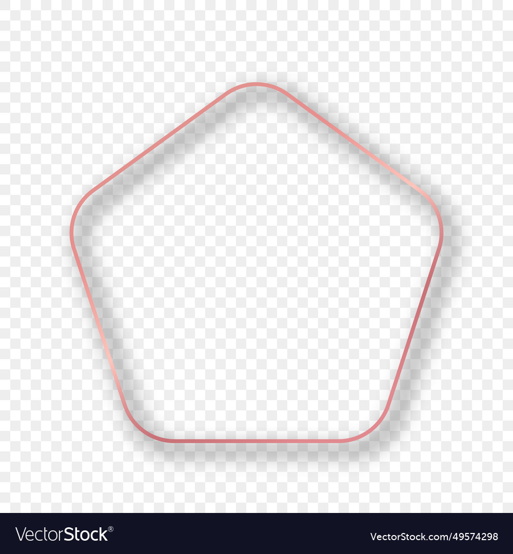 Rose Gold Glowing Rounded Pentagon Shape Frame Vector Image