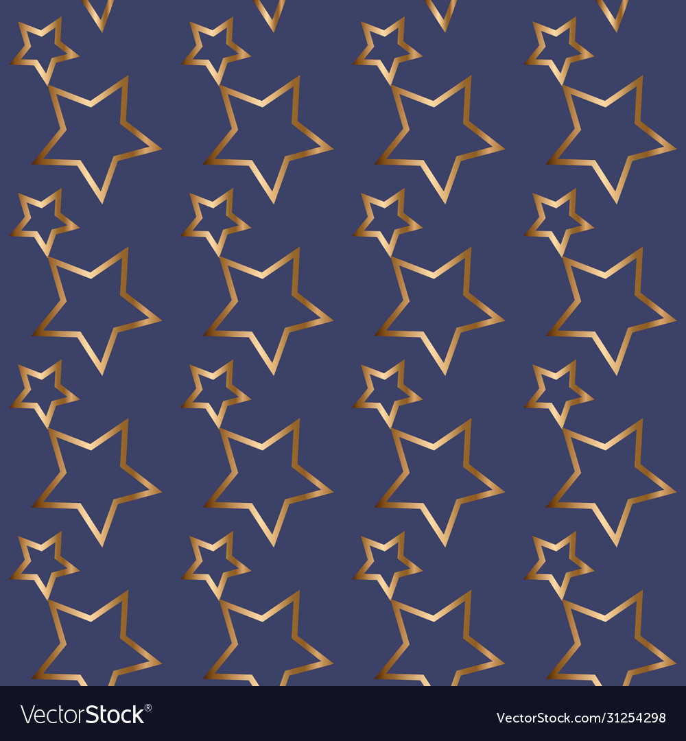 Seamless Golden Star Monochrome Background Vector Image