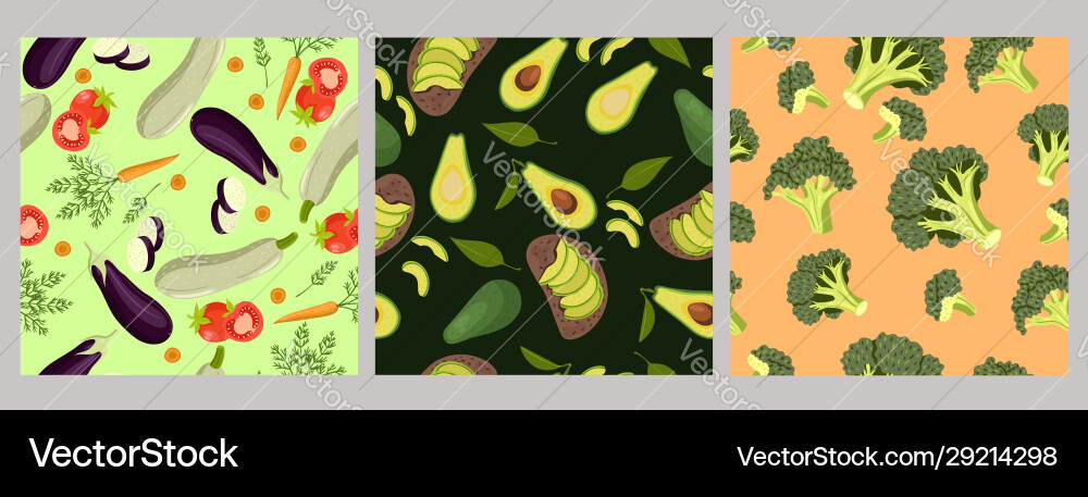 Seamless patterns vegetables Royalty Free Vector Image