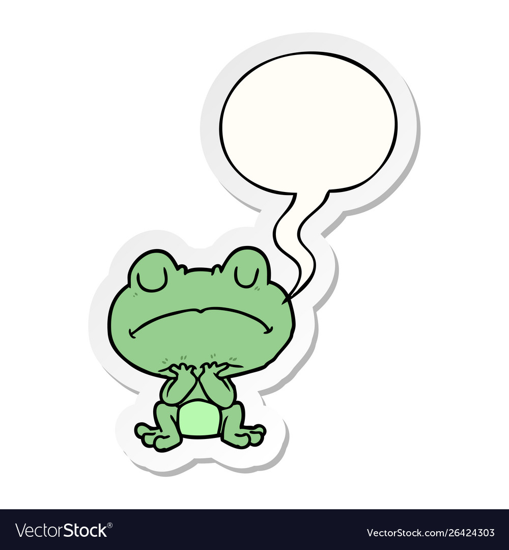 Cartoon frog waiting patiently and speech bubble