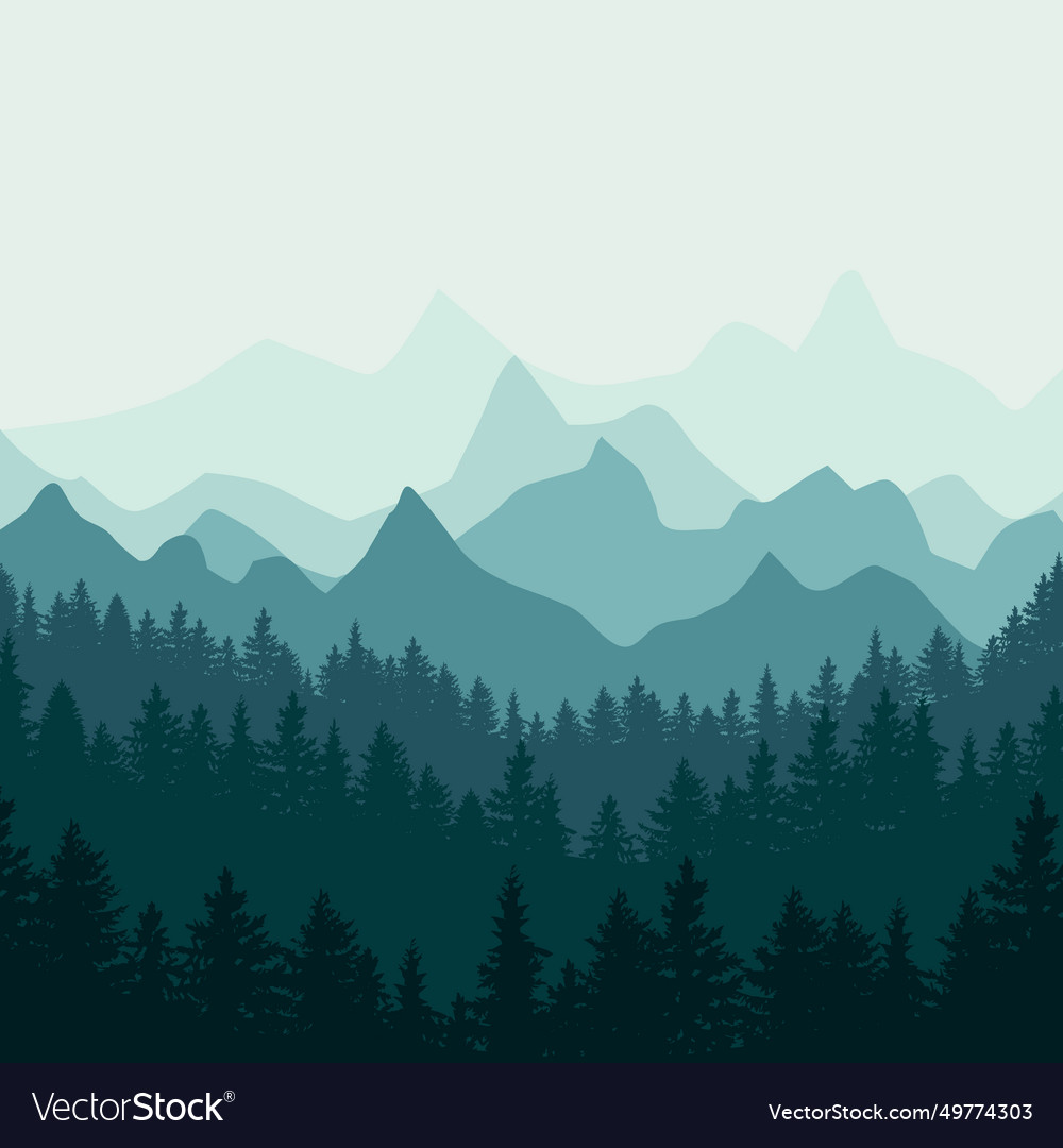 Christmas trees mountains background Royalty Free Vector