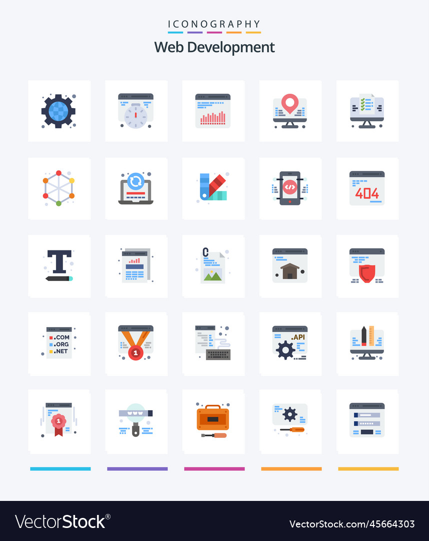 Creative web development 25 flat icon pack