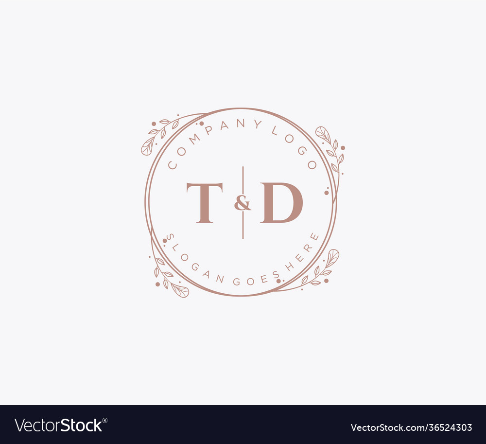 Initial td letters decorative luxury wedding logo